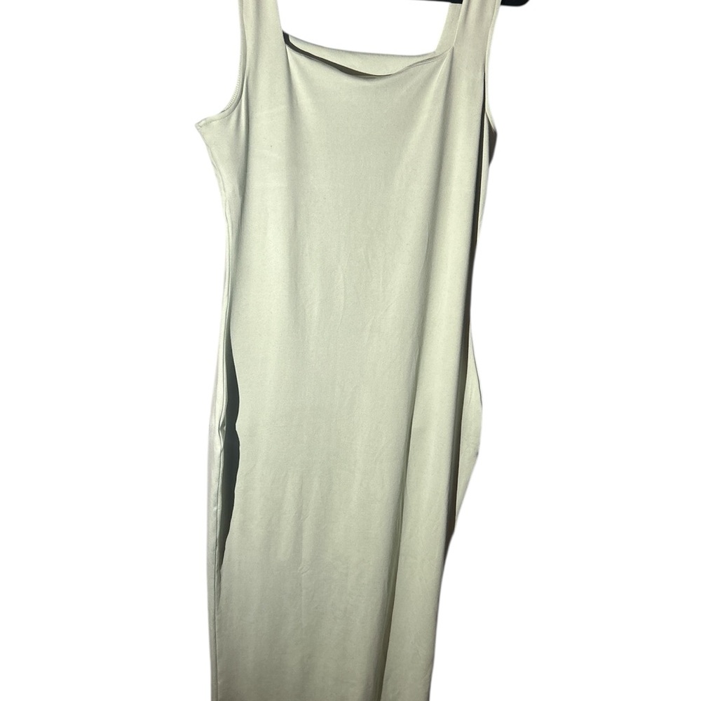 Green Sleeveless Square Neck Sheath Maxi Dress